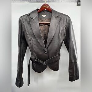 Maison 123 Paris Genuine Leather Brown Blazer Jacket Large